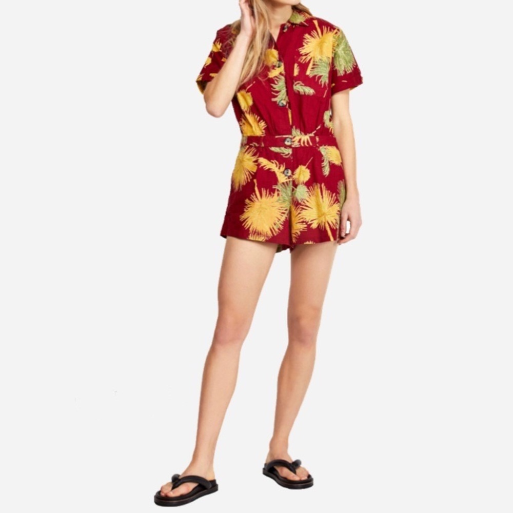 🌸New🌸 Sz M Free People Maroon Combo Romper NWT